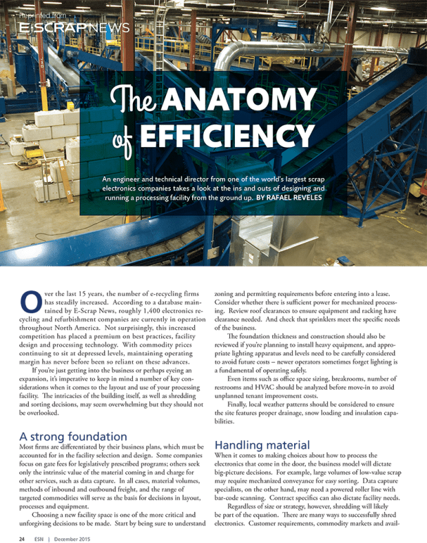 Latest news stories from E-Scrap News: Slideshow: The anatomy of efficiency, by Rafael Reveles